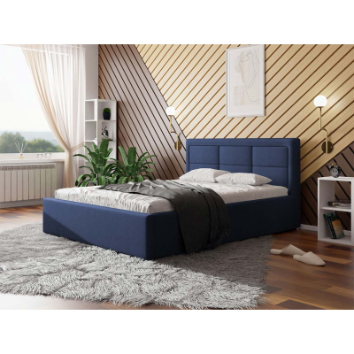 Franciaágy tárolóhellyel és rácsos ágyrácskal 140x200 PALIGEN 2 - sötétkék