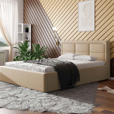 Franciaágy tárolóhellyel és ágyrácsos alappal 140x200 PALIGEN 2 - bézs