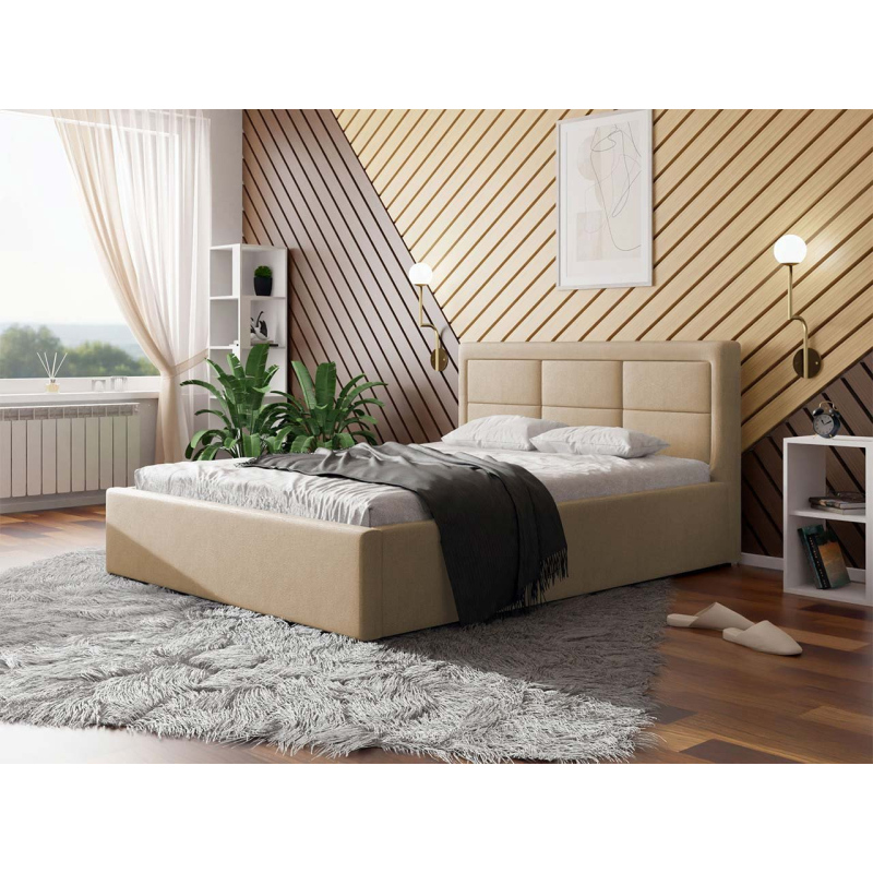 Franciaágy tárolóhellyel és ágyrácsos alappal 140x200 PALIGEN 2 - bézs