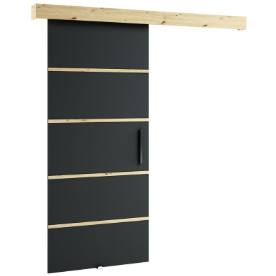 LORETA 4 tolóajtó - 90 cm, fekete / kézműves tölgyfa