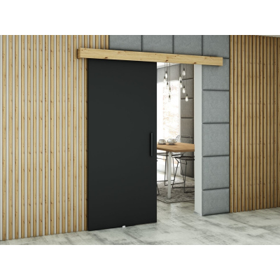LORETA 1 tolóajtó - 90 cm, fekete / kézműves tölgyfa