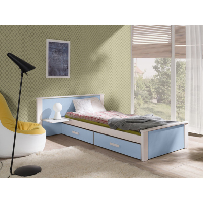 Gyerekágy tárolóhellyel 90x200 POLCH PLUS - fehér / kék