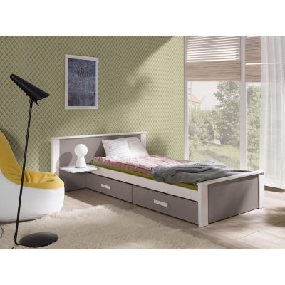 Gyerekágy tárolóval 80x180 POLCH PLUS - fehér / szarvasgomba tölgy
