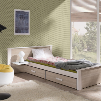 Gyerekágy tárolóval 80x180 POLCH PLUS - fehér / sonoma tölgy