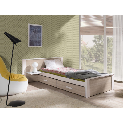 Gyerekágy tárolóval 80x180 POLCH PLUS - fehér / sonoma tölgy