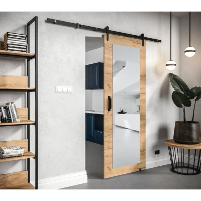 LEONTINA 2 tolóajtó szerelvényekkel és tükörrel - 90 cm, craft tölgy