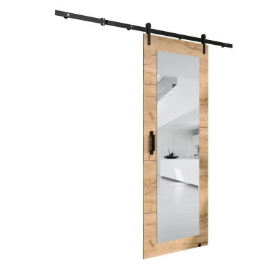 LEONTINA 2 tolóajtó szerelvényekkel és tükörrel - 90 cm, craft tölgy
