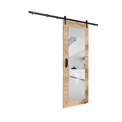 LEONTINA 2 tolóajtó szerelvényekkel és tükörrel - 90 cm, craft tölgy