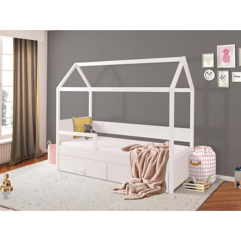 Gyerekágy ház elválasztó résszel 80x180 SONTRA 2 - fehér