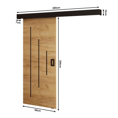 BORISA tolóajtó 6 - 90 cm, kézműves tölgyfa