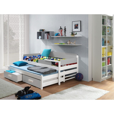 Gyerekágy pótággyal 90x200 SELTERS - fehér / szürke