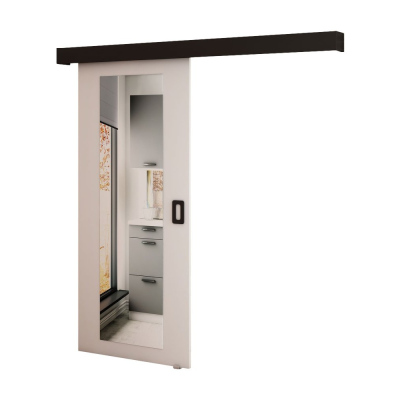 BORISA 2 tolóajtó tükörrel - 90 cm, fehér