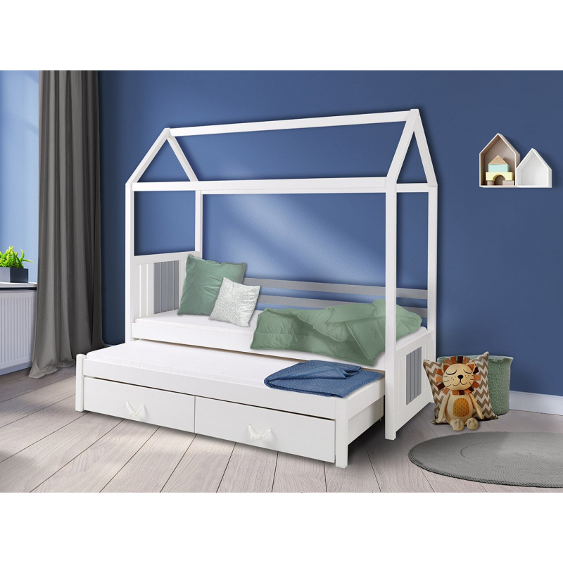 Gyerekágy ház 80x180 KARBEN 1 - fehér / szürke