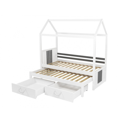 Gyerekágy ház 80x180 KARBEN 1 - fehér / szürke