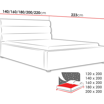 Kárpitozott egyszemélyes ágy léces vázzal 120x200 BORZOW - szürke 2