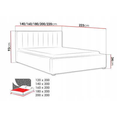 Egyszemélyes ágy léces kerettel 120x200 TARNEWITZ 2 - fekete