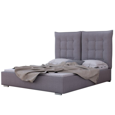 Kárpitozott ágy magas fejtámlával és tárolóhellyel 160x200 DASSOW - kék