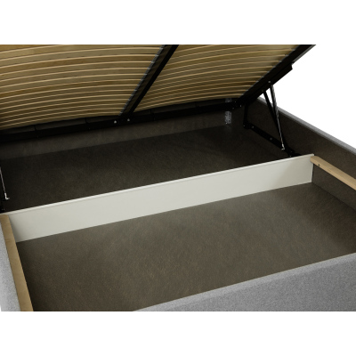 Kárpitozott ágy magas fejtámlával és tárolóhellyel 160x200 DASSOW - sötétszürke