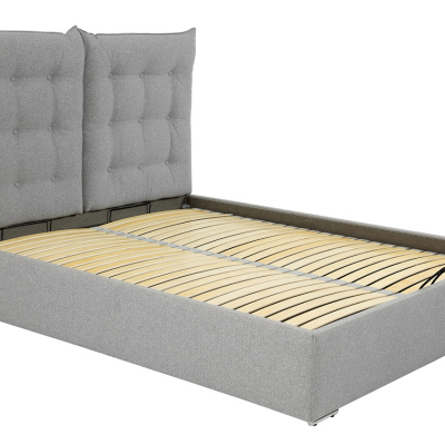 Kárpitozott ágy lehajtható fejtámlával és léces ágykerettel 180x200 DASSOW - kék