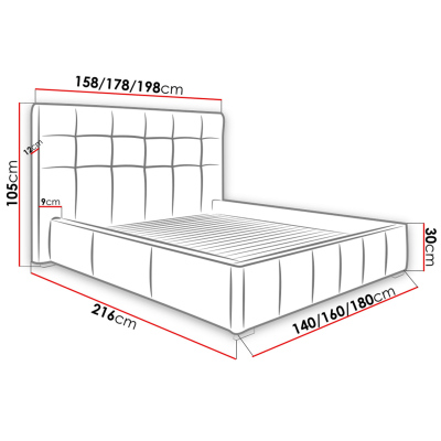 MELDORF franciaágy ágyneműtartóval és ágyráccsal 180x200 - szürke ökobőr