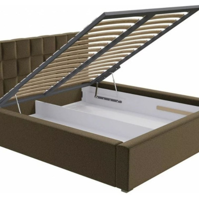 Franciaágy tárolóhellyel és léces vázzal 140x200 WARNOW 2 - sötétszürke