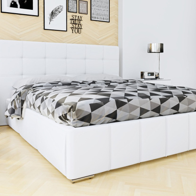 Franciaágy léces kerettel 140x200 MELDORF - fehér műbőr