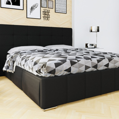 Franciaágy léces kerettel 140x200 MELDORF - fekete műbőr