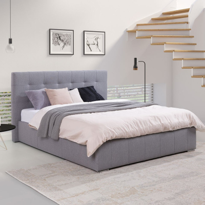 Franciaágy léces kerettel 140x200 MELDORF - világos szürke