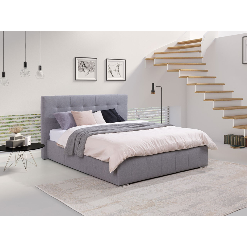 Franciaágy léces kerettel 140x200 MELDORF - világos szürke