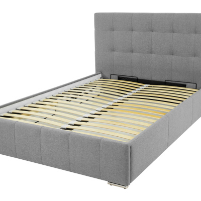 Franciaágy léces kerettel 140x200 MELDORF - szürke műbőr