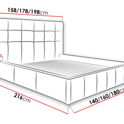Franciaágy léces kerettel 140x200 MELDORF - világos szürke