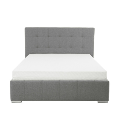 Franciaágy léces kerettel 140x200 MELDORF - szürke műbőr