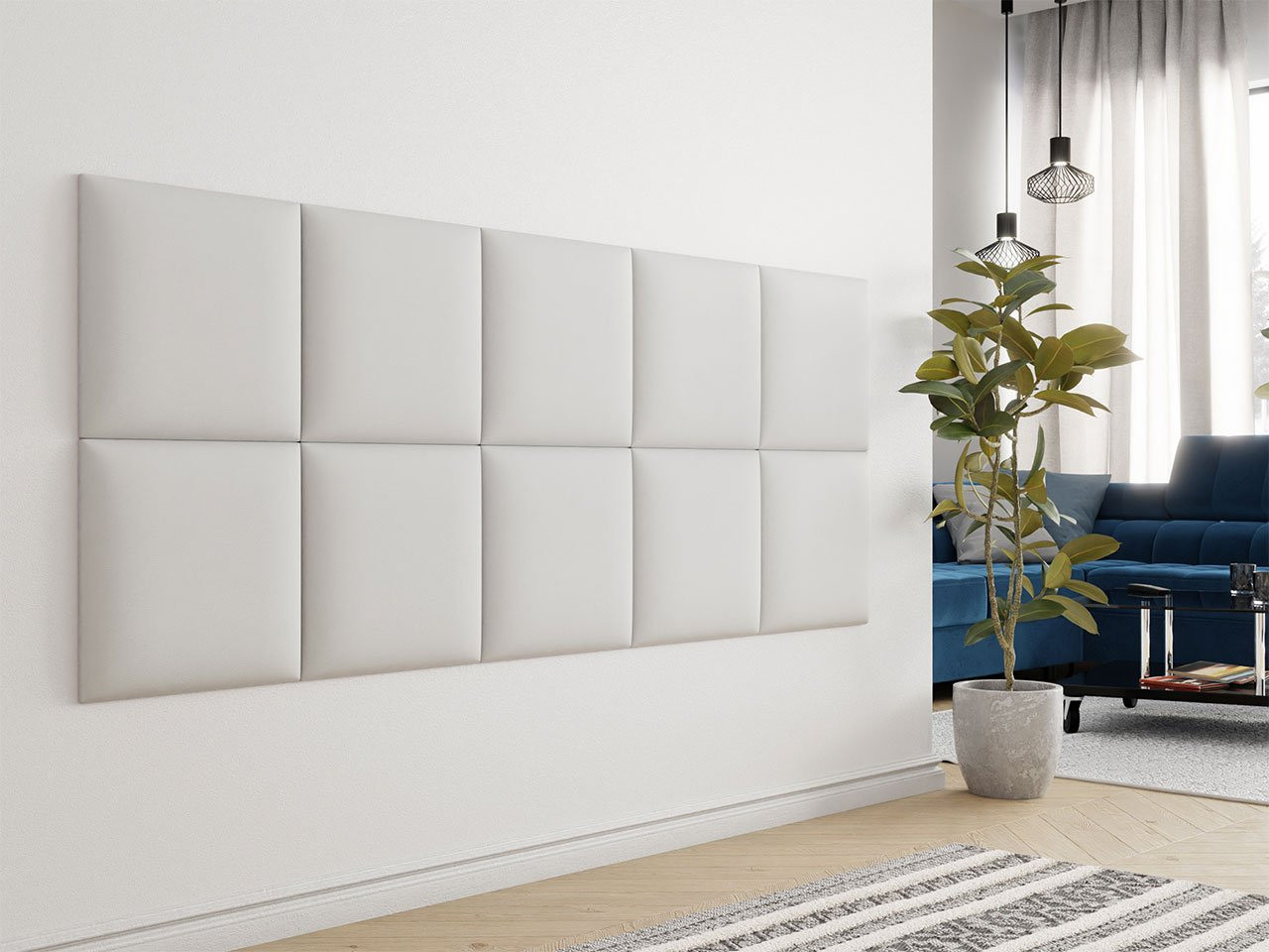 PAG kárpitozott falpanel 42x42 - fehér ökobőr