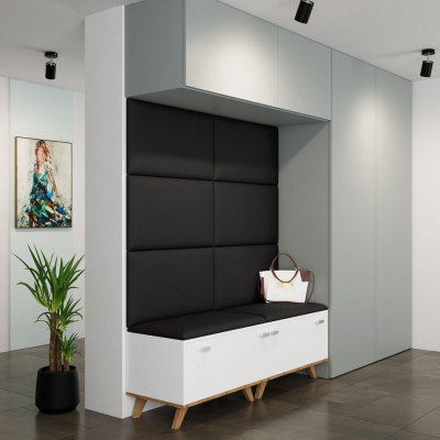PAG kárpitozott fali panel 70x40 - fekete ökobőr