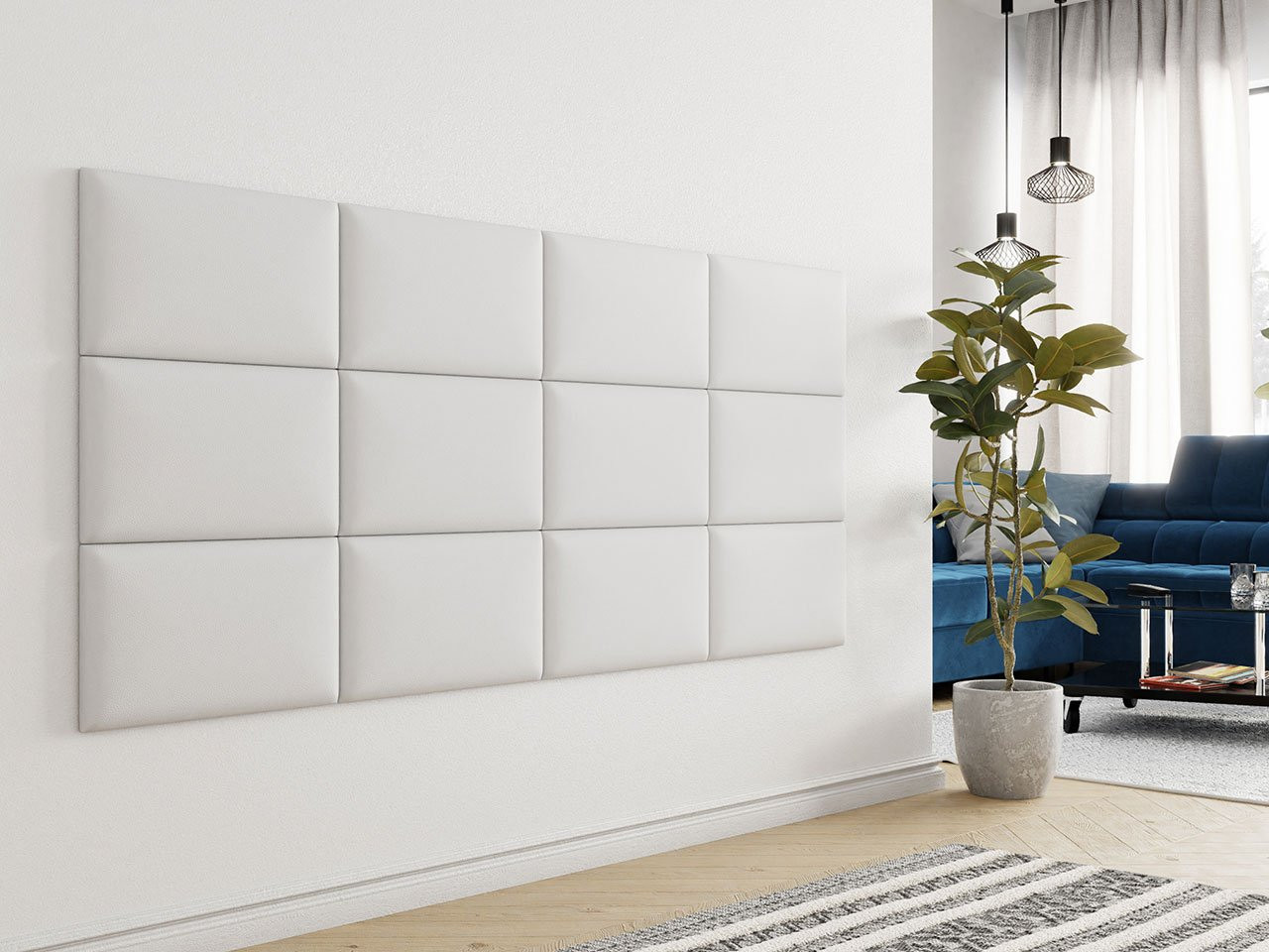 PAG kárpitozott falpanel 50x30 - fehér ökobőr