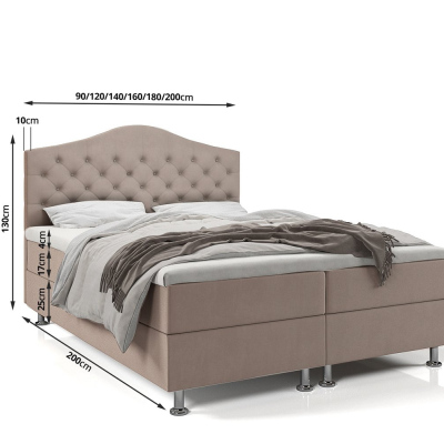 LADY elegáns ágy - 160x200, világosszürke