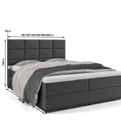 GIRA kontinentális ágy - 180x200, fekete