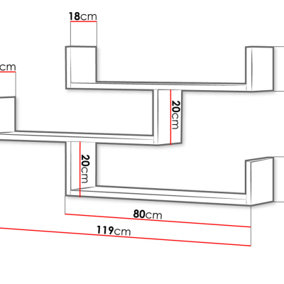 HARKEN 3 fali polc - beton