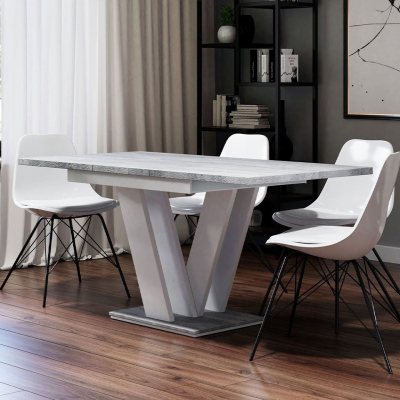 NAPUREN kinyitható étkezőasztal - beton / fehér