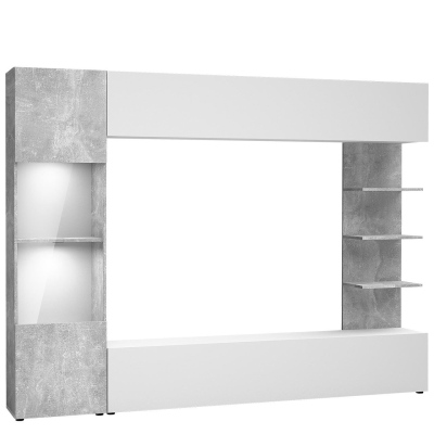 FORDE modern nappali szekrénysor - beton / fehér