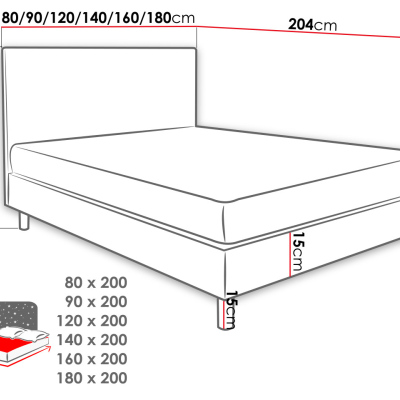 NECHLIN 1 kontinentális egyszemélyes ágy 90x200 - szürke