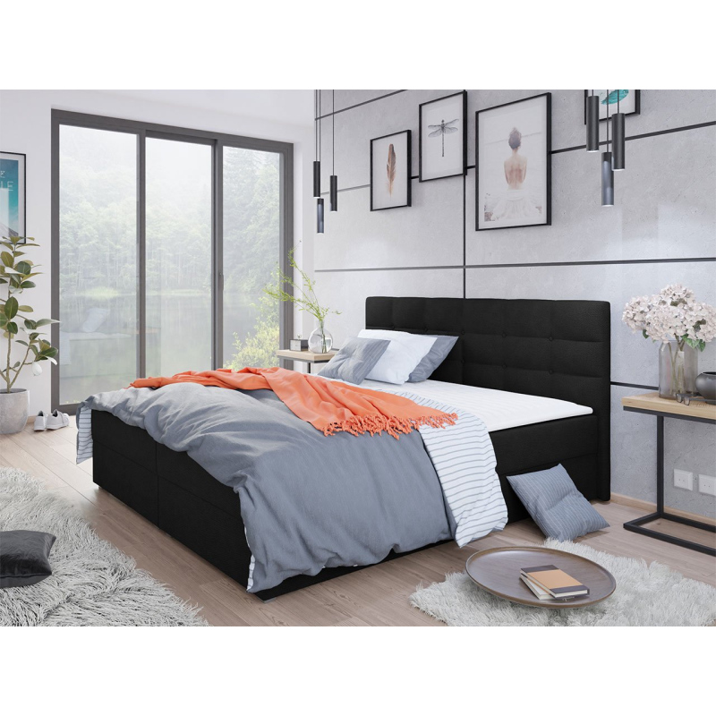 BALJA 1 modern szállodai ágy 180x200 - fekete + INGYENES topper