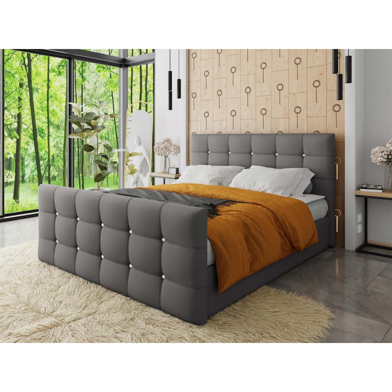 Amerikai franciaágy 140x200 TORNIO - szürke ekológikus bőr + INGYENES fedőhuzat