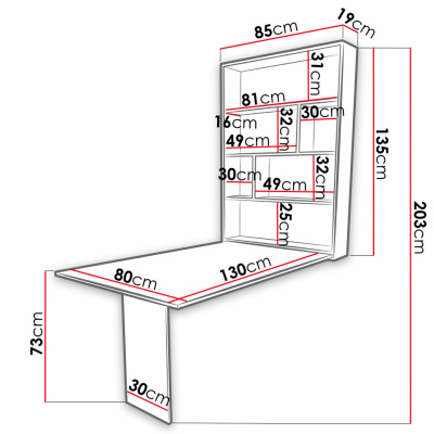 OMBO modern összecsukható étkezőasztal - beton / fekete