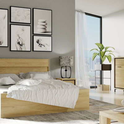 Hálószoba szett ággyal 160x200 SUCRE 1 - hikori dió / fekete lábak