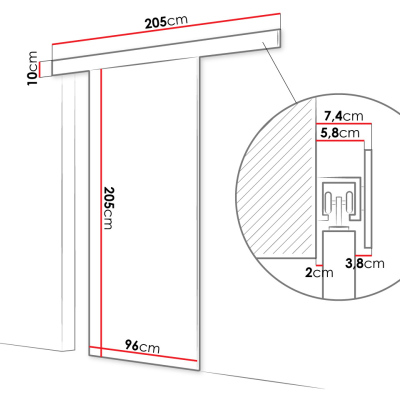 SKULEN 1 tolóajtó - 90 cm, fehér