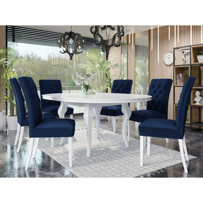 NOSSEN 6 kárpitozott konyhai szék - részben matt fehér / kék