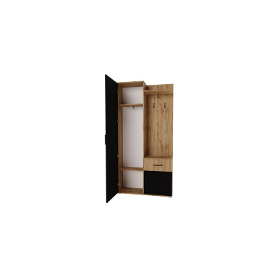 PAITA előszoba szekrény tükörrel - wotan tölgy / fekete