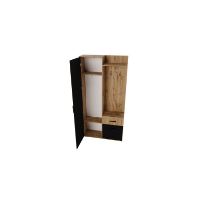 PAITA előszoba szekrény tükörrel - wotan tölgy / fekete