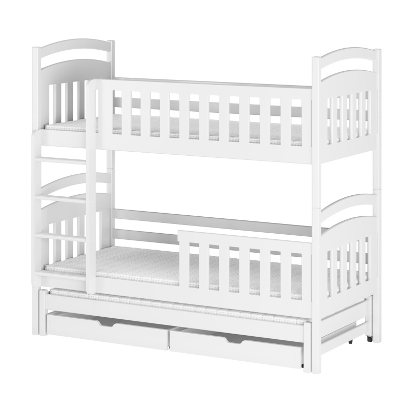 NEFELI emeletes ágy fiókokkal - 90x200, fehér